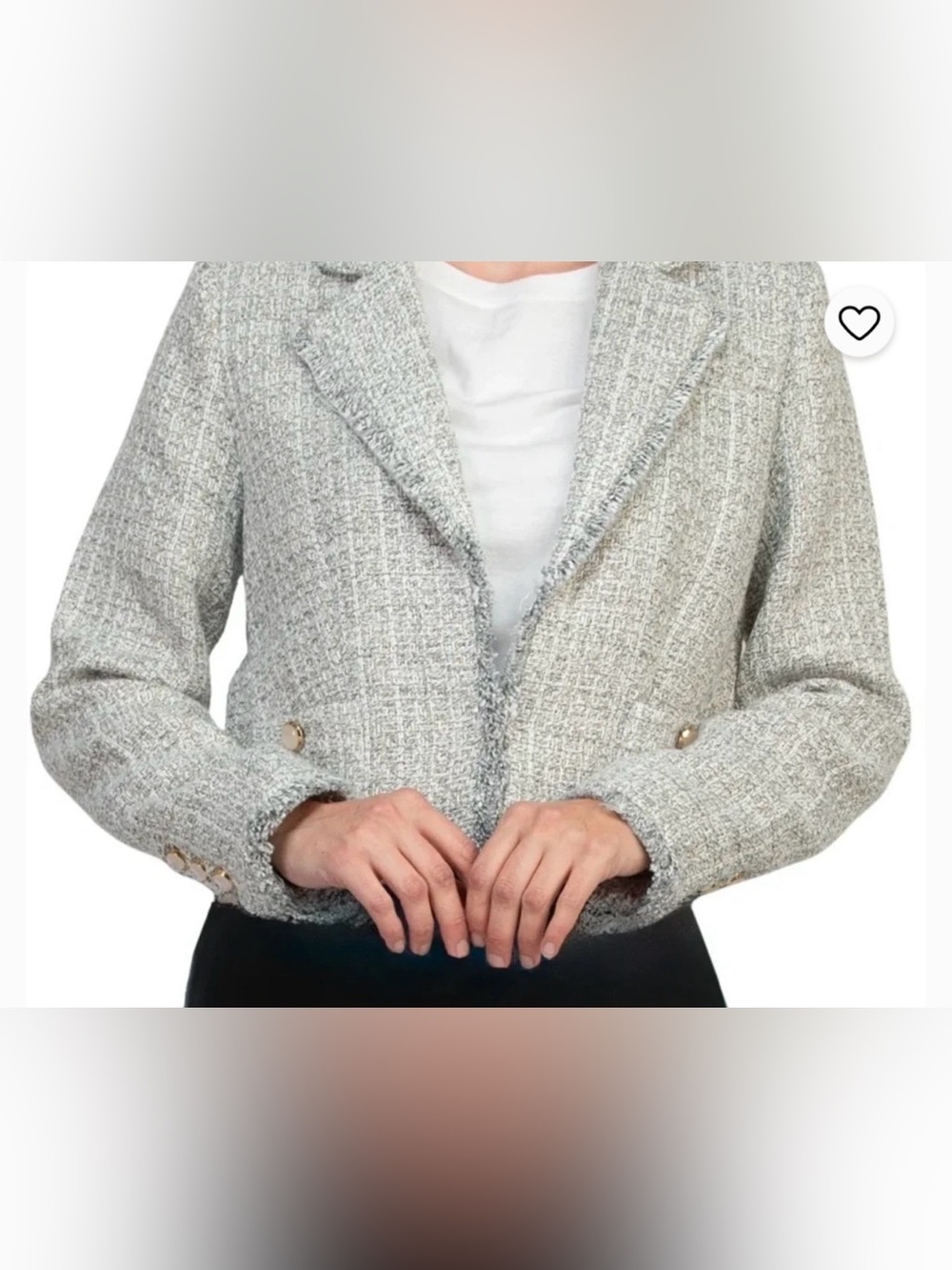 ELIE TAHARI - Long Sleeve Tweed Metallic Open-Front Blazer Size 8